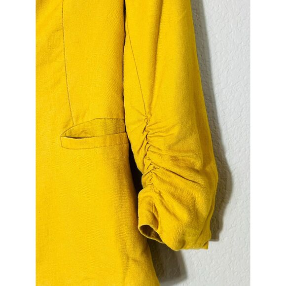 Jules & Leopold Mustard Yellow Blazer Fall Tailored Casual Small Petite Gathered - Picture 5 of 11